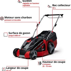 EINHELL - GE-CM 43 Li M Kit (2x4,0Ah) Tondeuse à gazon sans fil 43 cm 600m² – Image 3